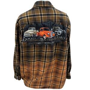 Vintage Roadster Truck Plaid Flannel Shirt 2XL Unique Car Club Gift Rally Show